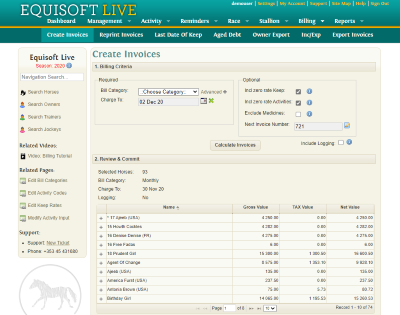EquisoftLive Billing Package