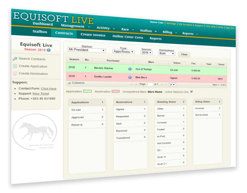Stallion Management Package - EquisoftLive Bloodstock Management Software