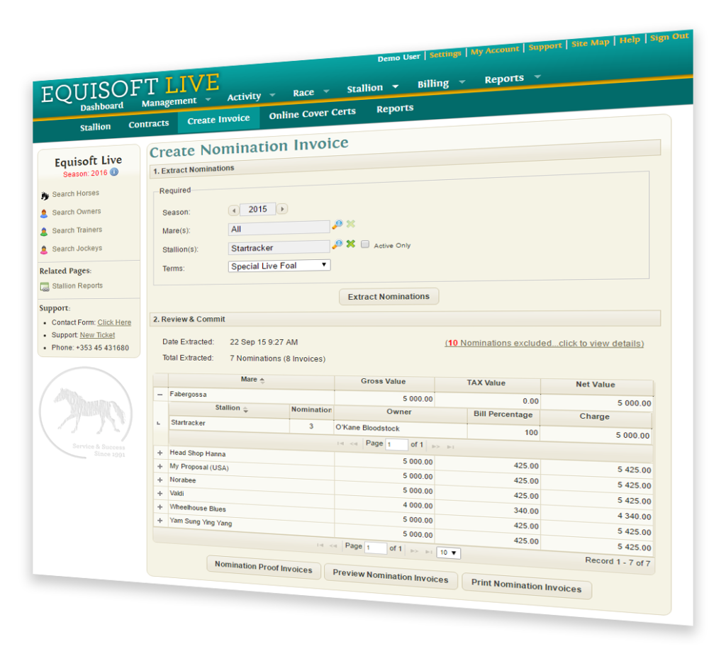 Stallion Management Package - EquisoftLive Bloodstock Management Software